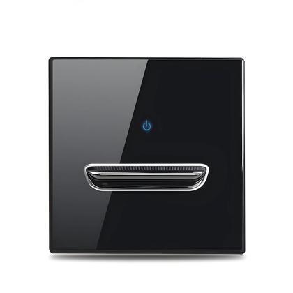 Imagem de Interruptor De Luz De Parede LED Azul Cromado Com Placa De Vidro Temperado 1 2 3 4 Gangue Branco