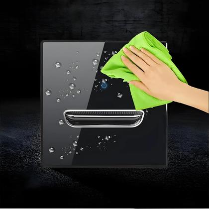 Imagem de Interruptor De Luz De Parede LED Azul Cromado Com Placa De Vidro Temperado 1 2 3 4 Gangue Branco