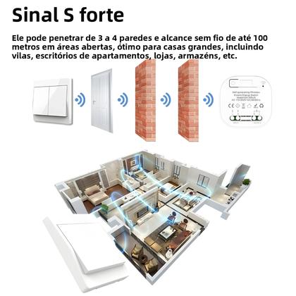 Imagem de Interruptor De Luz De Parede Sem Fio À Prova d'Água Com Controle Remoto, Botão De Pressão, Sem