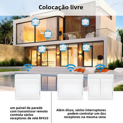 Imagem de Interruptor De Luz De Parede Sem Fio Com Geração De Energia Própria, À Prova d'Água IP44, Controle