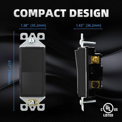 Imagem de Interruptor de luz ELEGRP de 3 vias 15A 120-277V AC com aterramento automático