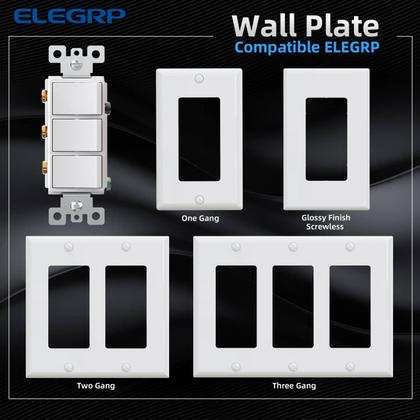 Imagem de Interruptor de luz ELEGRP Decorator Triple Rocker 15A 120V branco