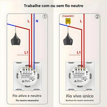 Imagem de Interruptor de Luz Inteligente Tuya WiFi 4/6 Gangues - Controle Remoto, Alexa e RF433