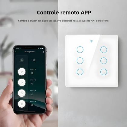 Imagem de Interruptor de Luz Inteligente Tuya WiFi 4/6 Gangues - Controle Remoto, Alexa e RF433