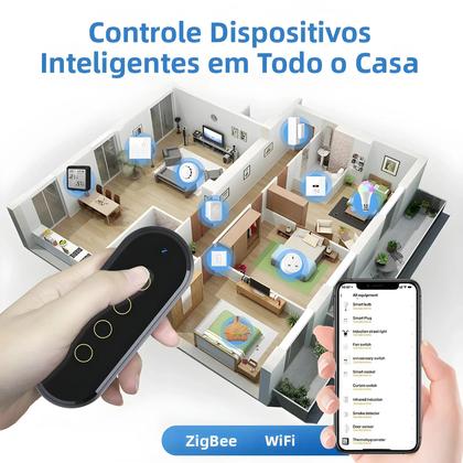 Imagem de Interruptor De Luz Inteligente Tuya ZigBee De 4 Gangues Com Controle Remoto Por Toque E 12 Cenas via