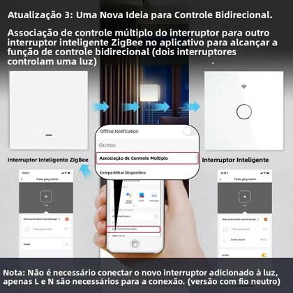 Imagem de Interruptor De Luz Inteligente Tuya ZigBee Sem Fio Neutro 2/3 Vias Funciona Com Alexa Google Home