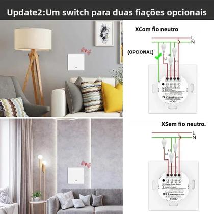 Imagem de Interruptor De Luz Inteligente Tuya ZigBee Sem Fio Neutro Necessário Funciona Com Alexa Google 2mqtt