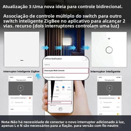 Imagem de Interruptor De Luz Inteligente Tuya ZigBee Sem Fio Neutro Necessário Funciona Com Alexa Google 2mqtt