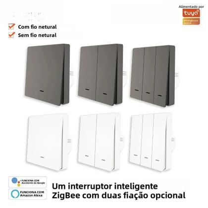 Imagem de Interruptor De Luz Inteligente Tuya ZigBee Sem Fio Neutro Necessário Funciona Com Alexa Google 2mqtt