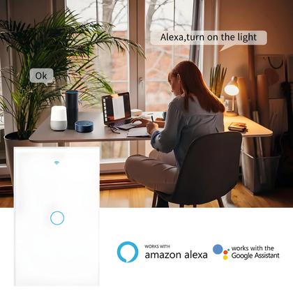 Imagem de Interruptor De Luz Inteligente Wi-Fi 1/2/3/4 Gangue Sem Fio Neutro Necessário Funciona Com Alexa E