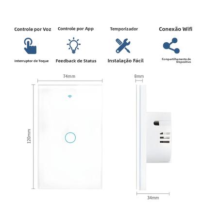Imagem de Interruptor De Luz Inteligente Wi-Fi 1/2/3/4 Gangue Sem Fio Neutro Necessário Funciona Com Alexa E