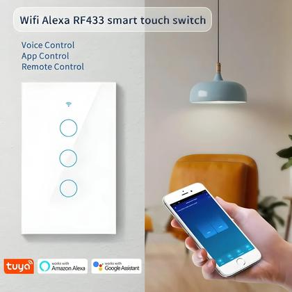 Imagem de Interruptor De Luz Inteligente Wi-Fi 1/2/3/4 Gangue Sem Fio Neutro Necessário Funciona Com Alexa E