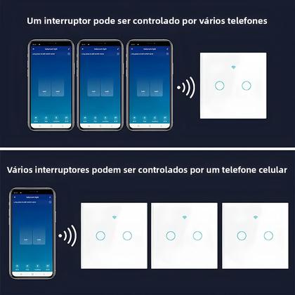 Imagem de Interruptor De Luz Inteligente Wi-Fi EU 1 2 3 Gang Touch Sem Fio Neutro Interruptores De Parede