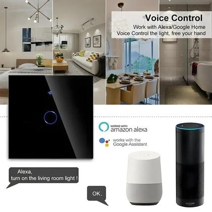Imagem de Interruptor De Luz Inteligente Wi-Fi EU 1 2 3 Gang Touch Sem Fio Neutro Interruptores De Parede