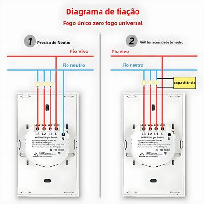 Imagem de Interruptor de Luz Inteligente Wi-Fi Tuya - Controle por Voz Alexa, RF433 e Sensor de Toque