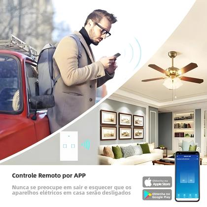 Imagem de Interruptor De Luz Inteligente WiFi 1/2/3 Gang EU Sem Fio Neutro Necessário Controle Pelo APP