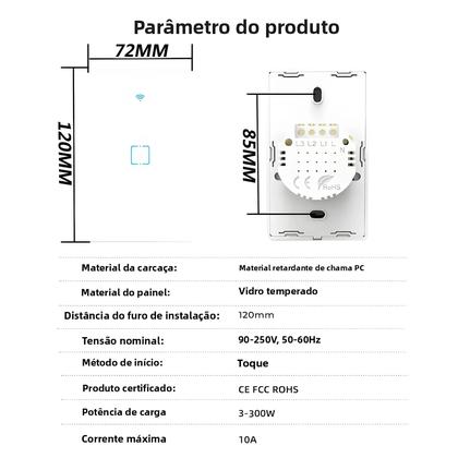 Imagem de Interruptor De Luz Inteligente WiFi 1/2/3 Gang EU Sem Fio Neutro Necessário Controle Pelo APP