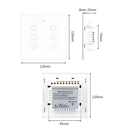 Imagem de Interruptor De Luz Inteligente WiFi 4x4 Com Sensor De Toque Compatível Com Alexa E Google Home