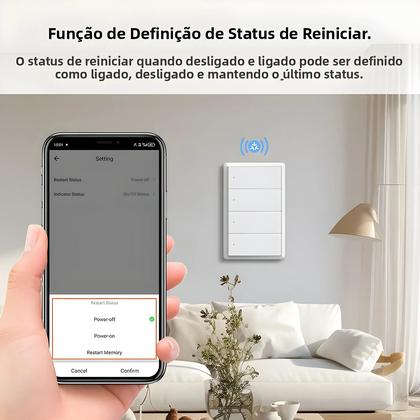 Imagem de Interruptor De Luz Inteligente WiFi Para Parede 1 2 3 4 Teclas Compatível Com App Homekit