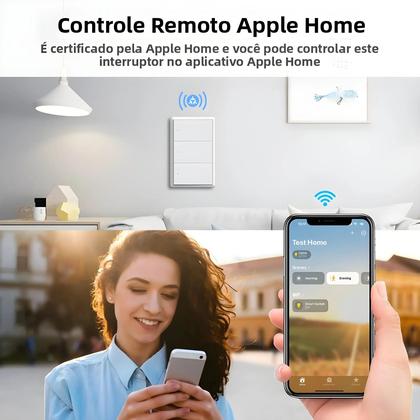 Imagem de Interruptor De Luz Inteligente WiFi Para Parede 1 2 3 4 Teclas Compatível Com App Homekit