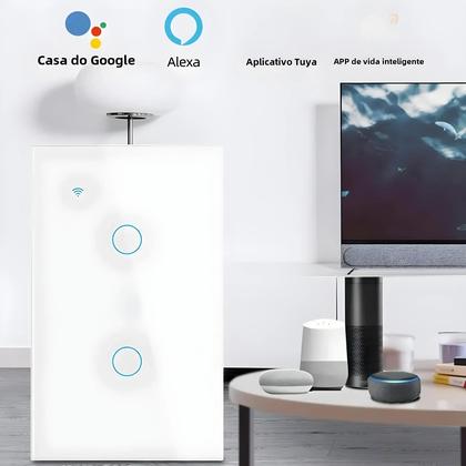 Imagem de Interruptor De Luz Inteligente WiFi Requer Fio Neutro Compatível Com Alexa E Google Home 1/2/3/4