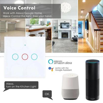 Imagem de Interruptor De Luz Inteligente WiFi Touch Compatível Com Alexa E Google Home 433RF Controle Remoto