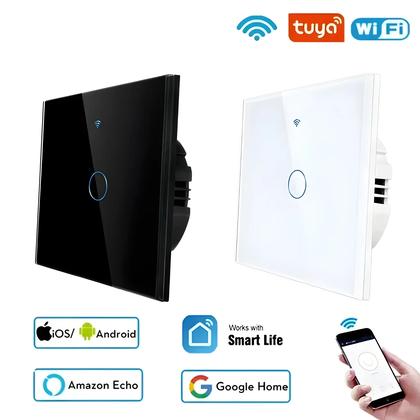 Imagem de Interruptor De Luz Inteligente WiFi Touch Compatível Com Alexa E Google Home 433RF Controle Remoto