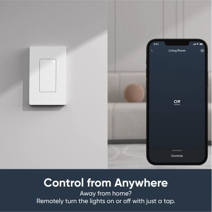 Imagem de Interruptor de luz inteligente Wyze 2,4 GHz WiFi unipolar, pacote com 1 pacote branco