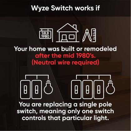 Imagem de Interruptor de luz inteligente Wyze 2,4 GHz WiFi unipolar, pacote com 1 pacote branco