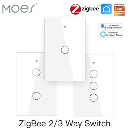 Imagem de Interruptor De Luz Inteligente ZigBee De Parede Com Toque, Sem Neutro, Compatível Com Smart Life
