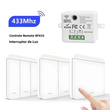 Imagem de Interruptor De Luz LED Sem Fio Controle Remoto RF 433Mhz 1/2/3 Gang Smart Interruptor 10A 110V 220V
