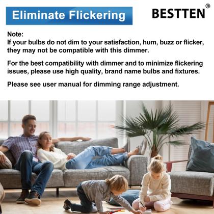 Imagem de Interruptor de luz mais fraco BESTTEN universal de pólo único/3 vias, pacote com 2 unidades