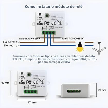 Imagem de Interruptor De Luz Sem Fio 1/2/3 Gang RF 433Mhz Receptor De Relé Controle Remoto Para Lâmpada LED