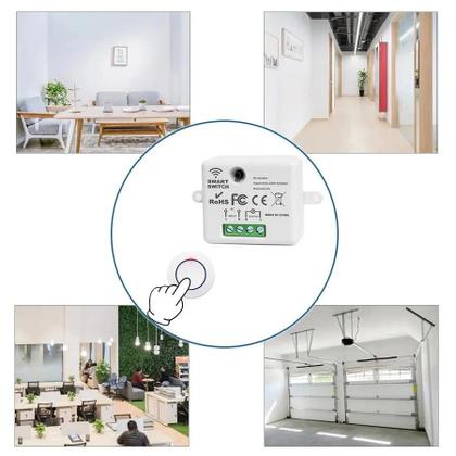 Imagem de Interruptor de Luz Sem Fio 10A 433MHz - Botão Redondo com Controle Remoto