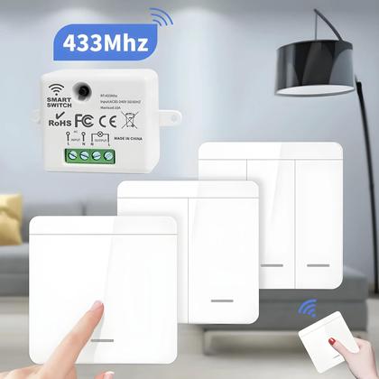 Imagem de Interruptor De Luz Sem Fio 433Mhz Controle Remoto RF Interruptor Inteligente Para Lâmpada LED 10A