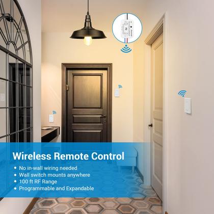 Imagem de Interruptor de luz sem fio DEWENWILS 10A/1200W 100m de alcance RF