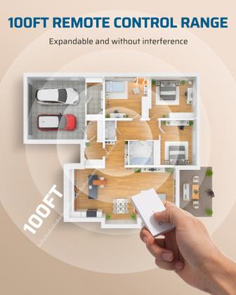 Imagem de Interruptor de luz sem fio DEWENWILS 3 vias 38m de alcance 125V