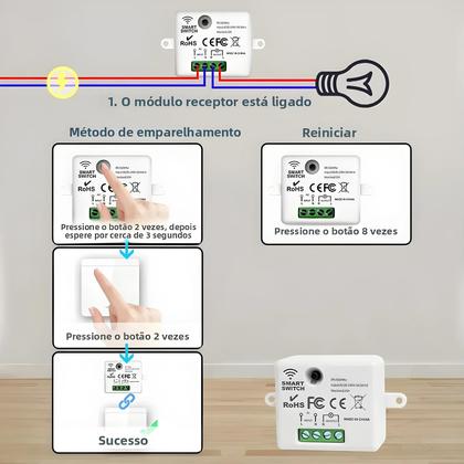 Imagem de Interruptor De Luz Sem Fio Inteligente 433MHz Controle Remoto 1/2/3 Gang 10A 110V 220V Para Lâmpada