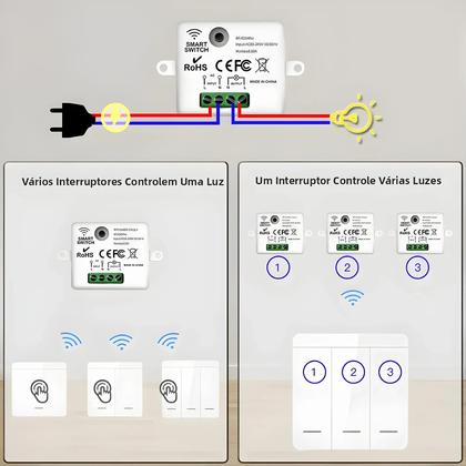 Imagem de Interruptor De Luz Sem Fio Inteligente 433MHz Controle Remoto 1/2/3 Gang 10A 110V 220V Para Lâmpada