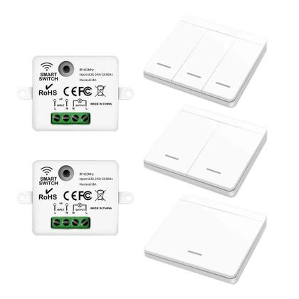 Imagem de Interruptor De Luz Sem Fio Inteligente 433MHz Controle Remoto 1/2/3 Gang 10A 110V 220V Para Lâmpada
