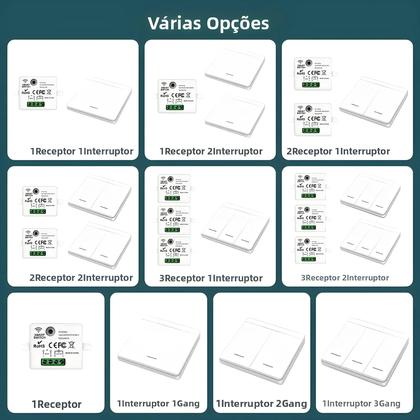 Imagem de Interruptor De Luz Sem Fio Inteligente 433MHz Controle Remoto 1/2/3 Gang 10A 110V 220V Para Lâmpada