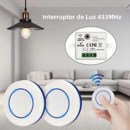 Imagem de Interruptor De Luz Sem Fio RF433Mhz Com Controle Remoto, Painel De Botão Redondo Mini, 220V 110V,