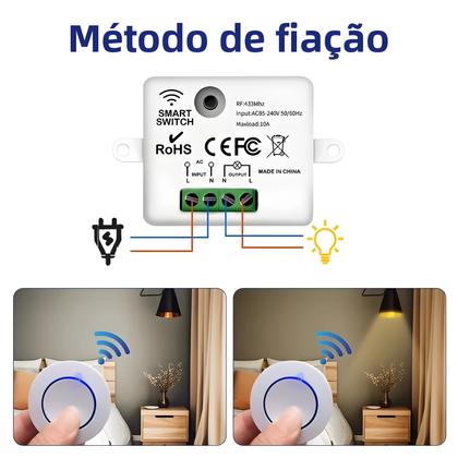 Imagem de Interruptor De Luz Sem Fio RF433Mhz Com Controle Remoto, Painel De Botão Redondo Mini, 220V 110V,