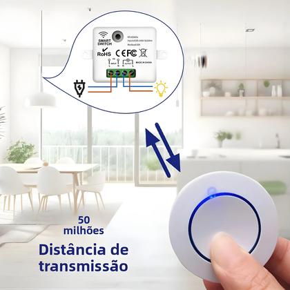 Imagem de Interruptor De Luz Sem Fio RF433Mhz Com Controle Remoto, Painel De Botão Redondo Mini, 220V 110V,