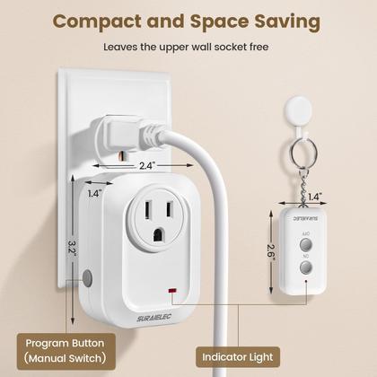 Imagem de Interruptor de luz sem fio SURAIELEC com controle remoto de 30 m de alcance