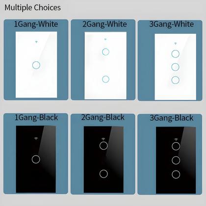 Imagem de Interruptor de Luz Wi-Fi Inteligente EUA (120V) - Painel de Toque - Alexa e Google Home - 1/2/3 Gangues - Sem Fio