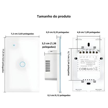 Imagem de Interruptor de Luz Wi-Fi Inteligente Touch - Compatível com Alexa e Google Home