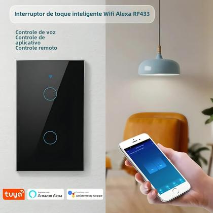 Imagem de Interruptor de Luz Wi-Fi Inteligente Tuya - RF433 - Funciona com Alexa (Fio Neutro Opcional)