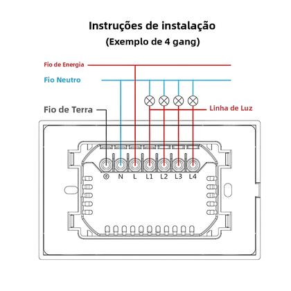 Imagem de Interruptor De Luz WiFi Para Parede Dos EUA, Fio Neutro Necessário, Tuya Smart Life, Alexa, Google