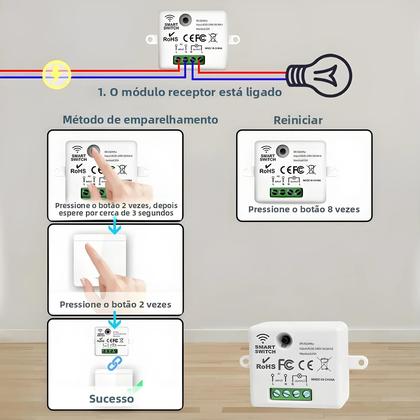 Imagem de Interruptor De Painel De Parede Inteligente Sem Fio 433MHz 1/2/3 Gang 10A 110V 220V Controle Remoto